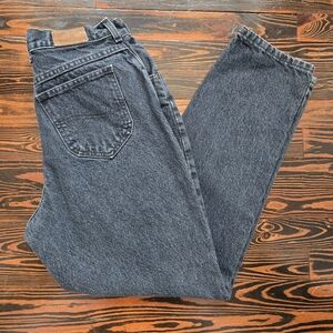 Vintage Lee High Rise Mom Jeans Black Acid Wash 100% Cotton Tapered Leg